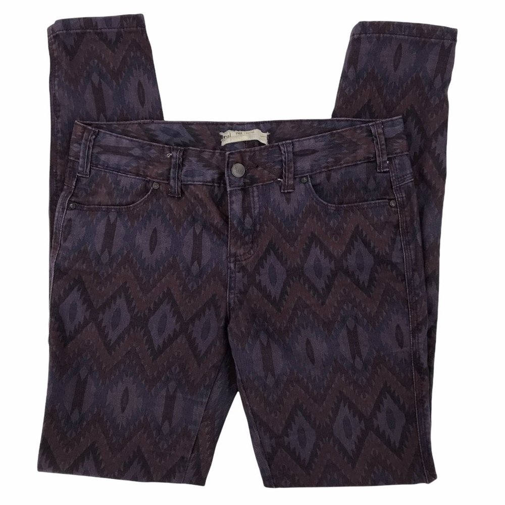 Free People Aztec Mid Rise Purple Skinny Jeans 28